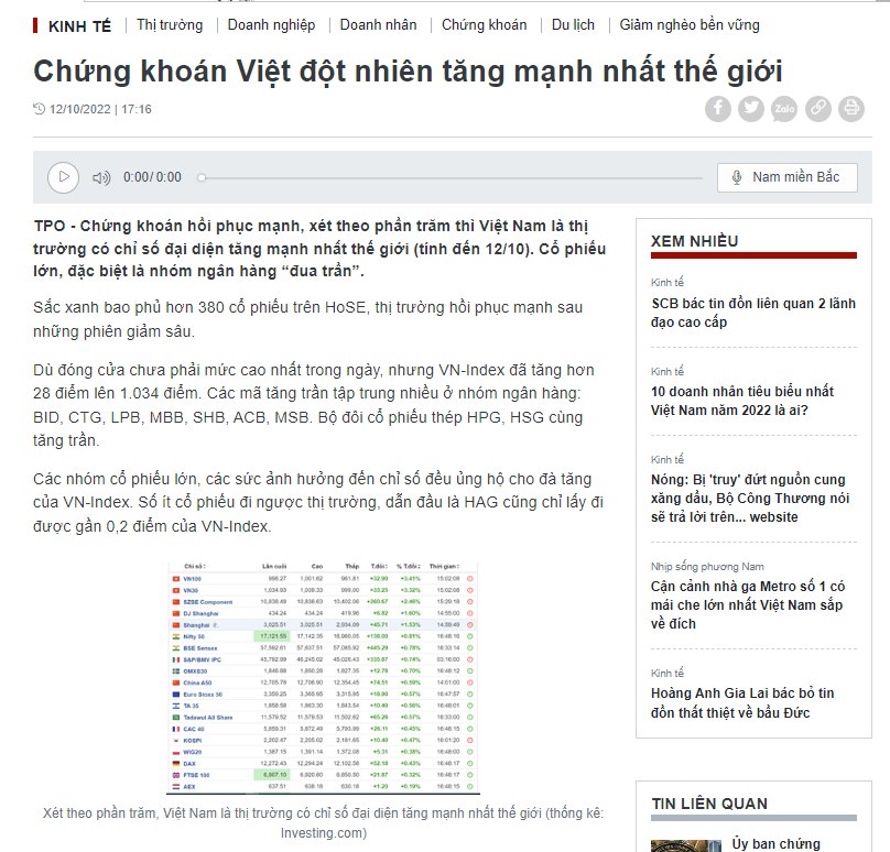 điểm tin tài chính 13-10