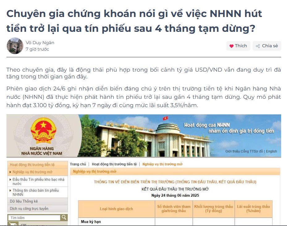 Điểm tin tài chính ngày 25/06/2025